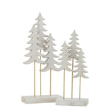 Sapin de Noël J-Line en bois blanc et or sur socle, vue de face