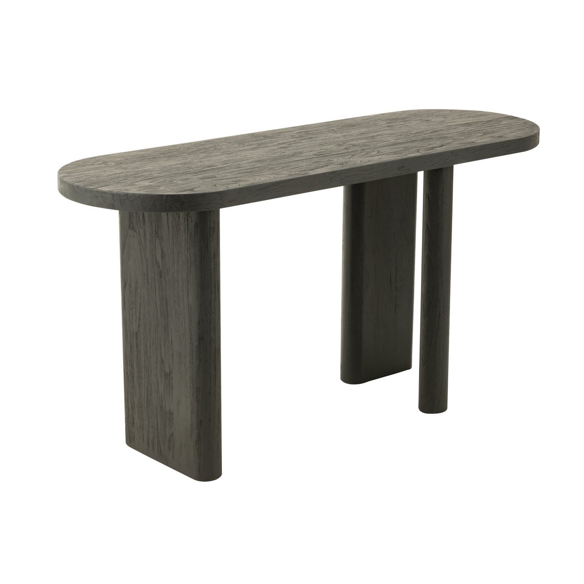 Détail des finitions de la table console J-Line en teck noir