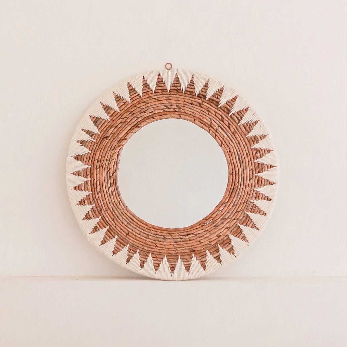 Miroir Bohème Rond 60 cm avec motif en cordons de coton