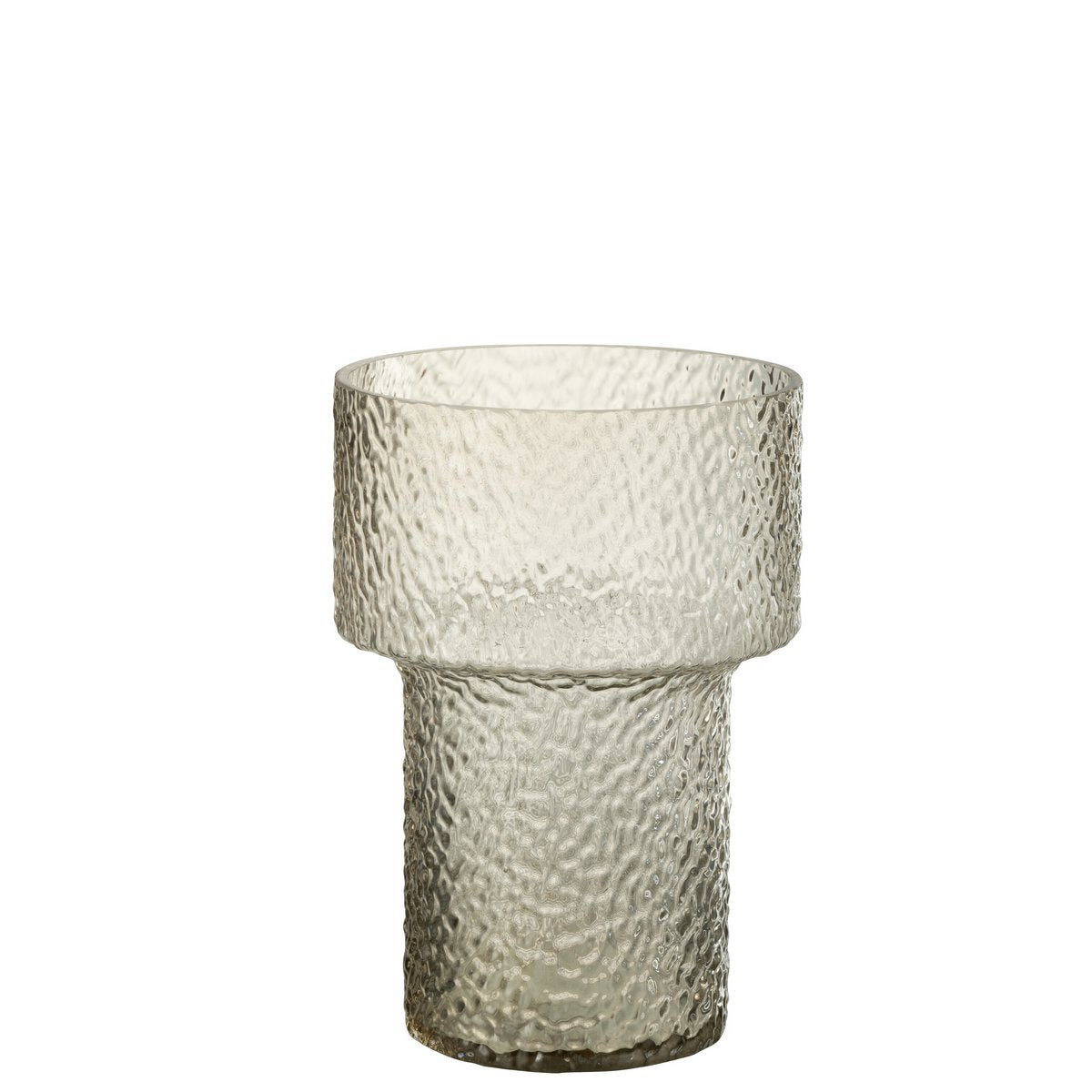 Vase Betty en verre transparent, vue de face avec détails modernes