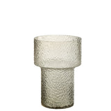 Vase Betty en verre transparent, vue de face avec détails modernes