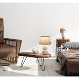 Lampe de table en céramique "Stoney", lampe de table en céramique en marron, avec douille E14, lampe de table pour salle à manger, salon, couloir ou bureau, ou comme lampe de chevet, 31 cm de haut