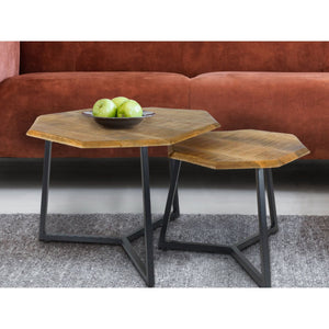 Table basse lot de 2 tables d'appoint octogonales structure métal Las Vegas