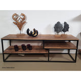 Meuble TV meuble TV meuble TV 150 x 51 x 36 cm Liverpool structure métal noir mat
