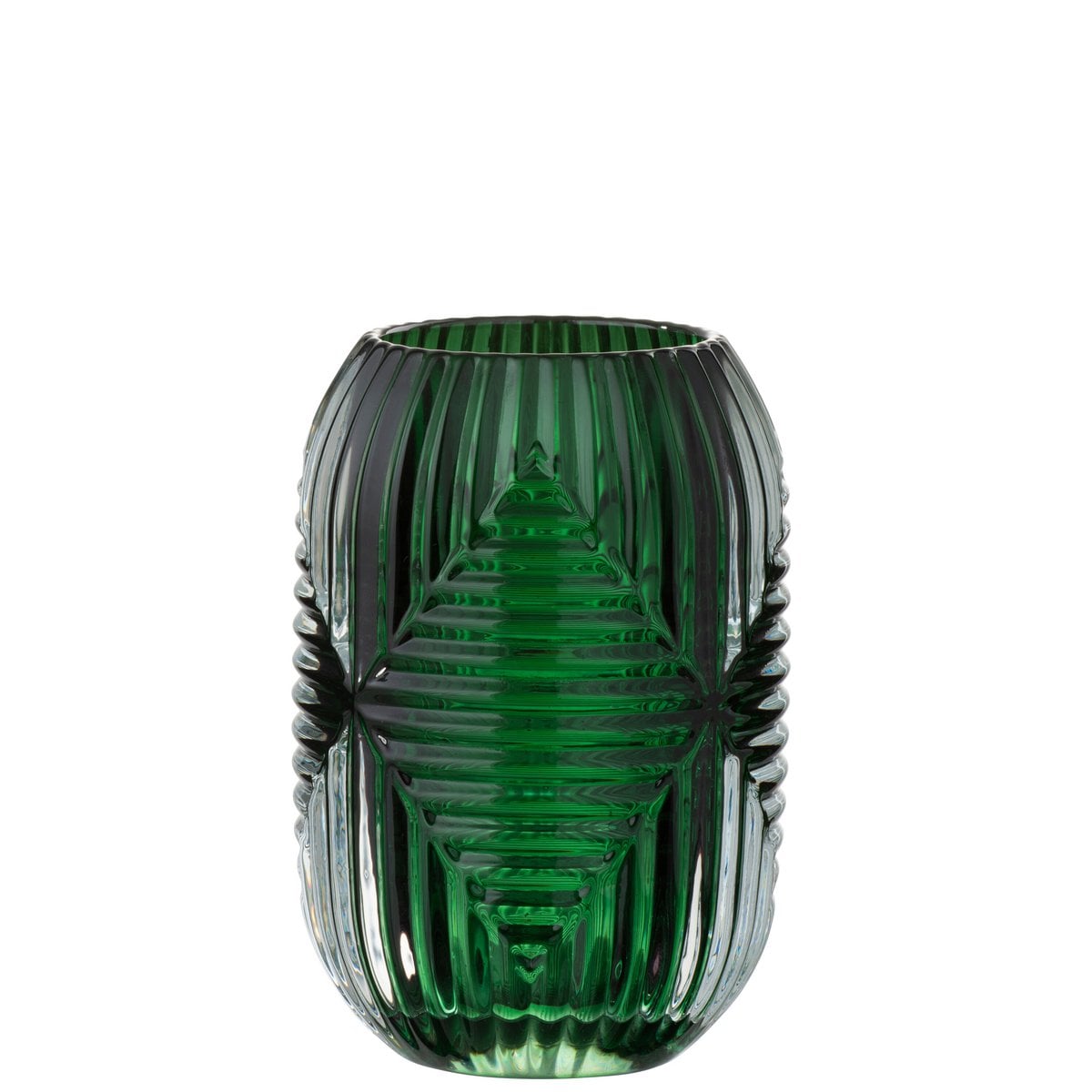 Détail du verre vert du bougeoir J-Line, texture et couleur