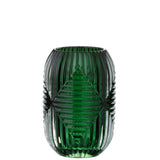 Détail du verre vert du bougeoir J-Line, texture et couleur