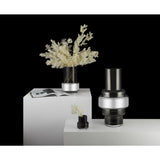 Verre de style rétro de luxe, vase gris + argent 24 carats XXL, TYLER 46SI, verre de 9 mm d'épaisseur