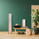 Lampe de table "Matilda" lampe de table classique avec apparence naturelle à travers le bois et l'écran de tissu, socket E27, 110 cm de haut