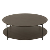 Table basse J-Line ronde en métal marron foncé vue de face
