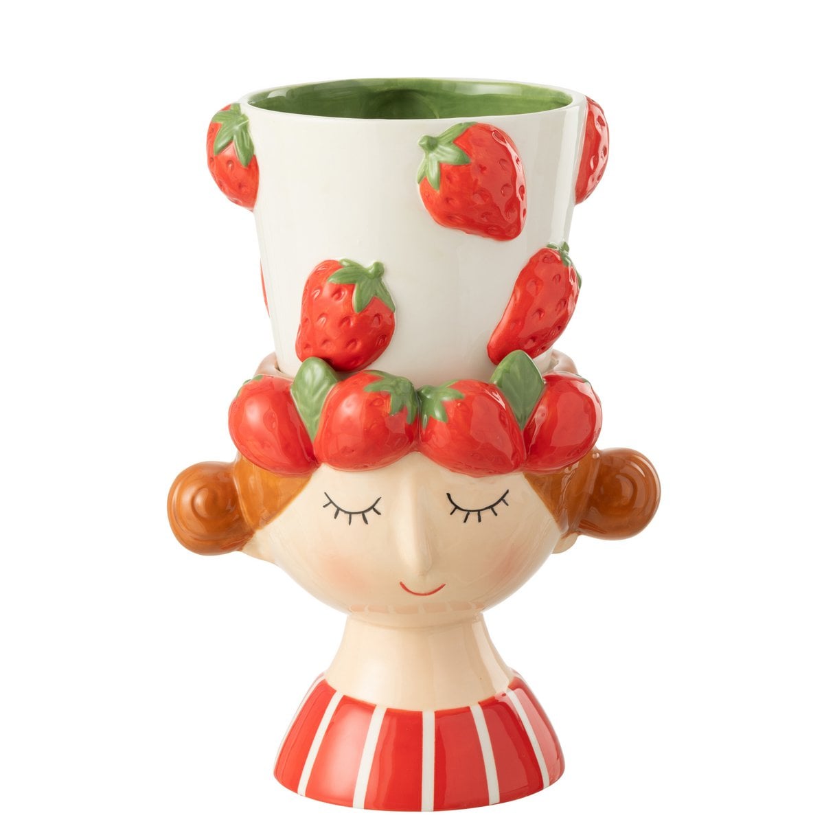 Pot de fleurs J-Line Strawberry Girl sur une table décorée