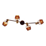 4 plafonds "Corbis", spot métallique en noir et or, avec prise E14, pour salle à manger, salon, couloir ou bureau, plafond à l'intérieur, 78 cm de long
