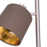 Lampe de table "Maron" en métal-satin-matt avec parasols en tissu en marron, avec une douille E14, la lampe pour le salon, la salle à manger, le couloir et le bureau, lampe de table 51 cm de haut