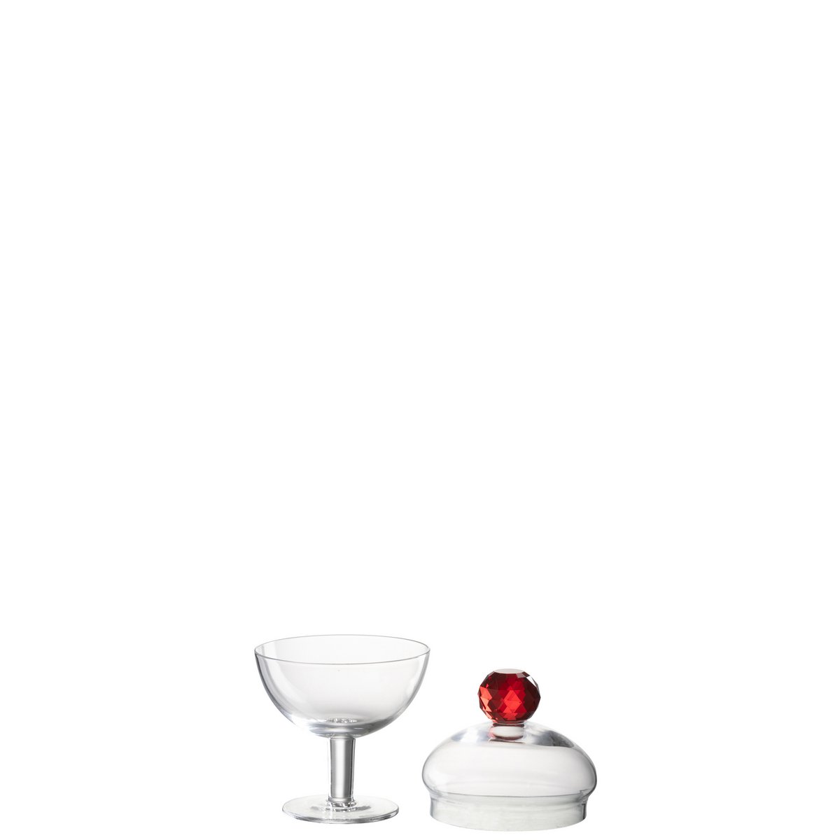 Pot de conservation J-Line Diamond en verre cristal rouge, vue de face.