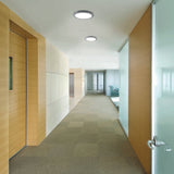 Le plafond LED "bonus", fonction, plafond métallique et plastique, les anneaux en chrome et blanc peuvent être modifiés, avec des LED fermement construites, 22,5 cm de diamètre