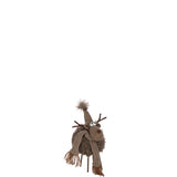 Figurine J-Line Renne avec chapeau et écharpe en polyrésine marron