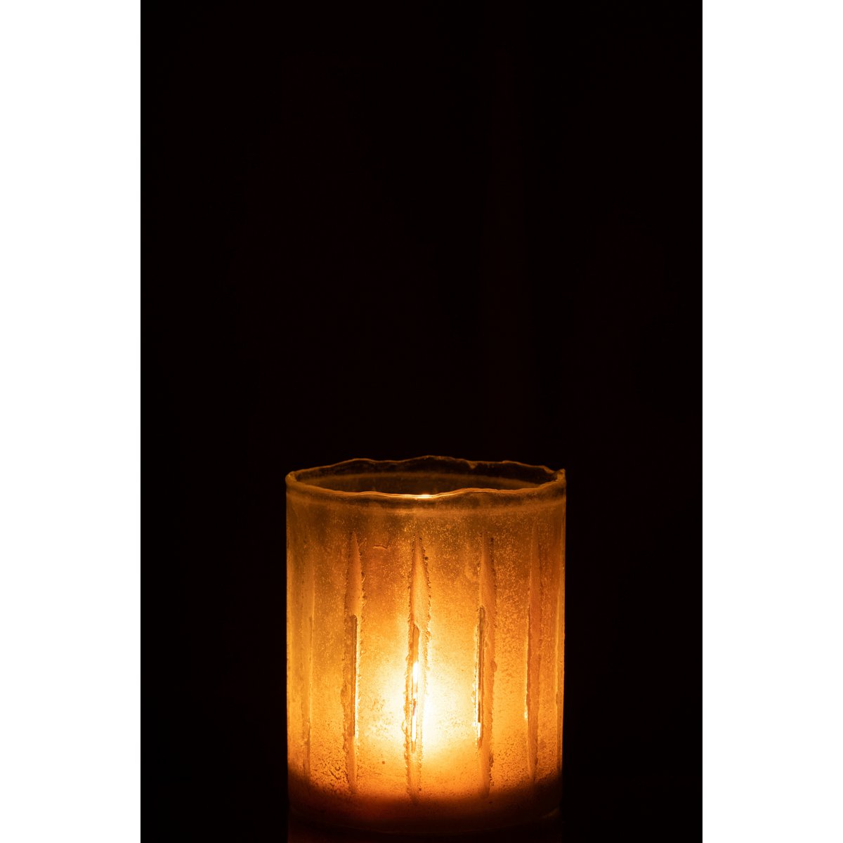 Bougeoir J-Line Stripes en verre jaune - vue latérale