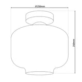 Plafond "vaso", rétro, plafond, métal et verre de fumée en anthracite, socket e27, pour salle à manger, salon, couloir ou bureau, avec un Øvon 25 cm