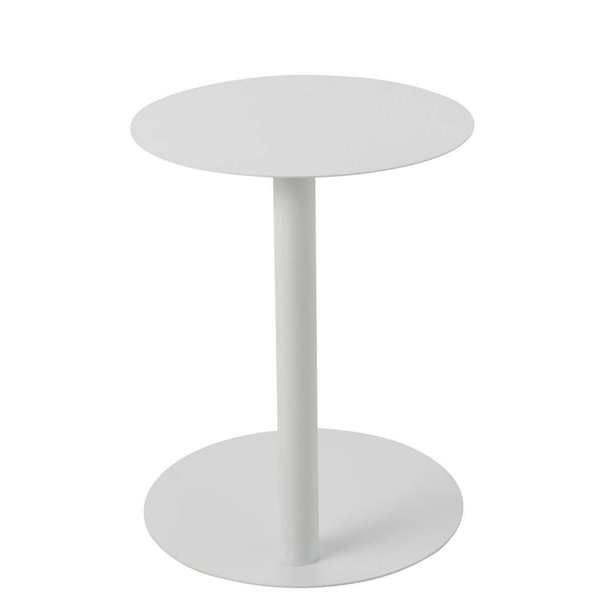 Table d'appoint J-Line ronde en métal blanc, détail du matériau