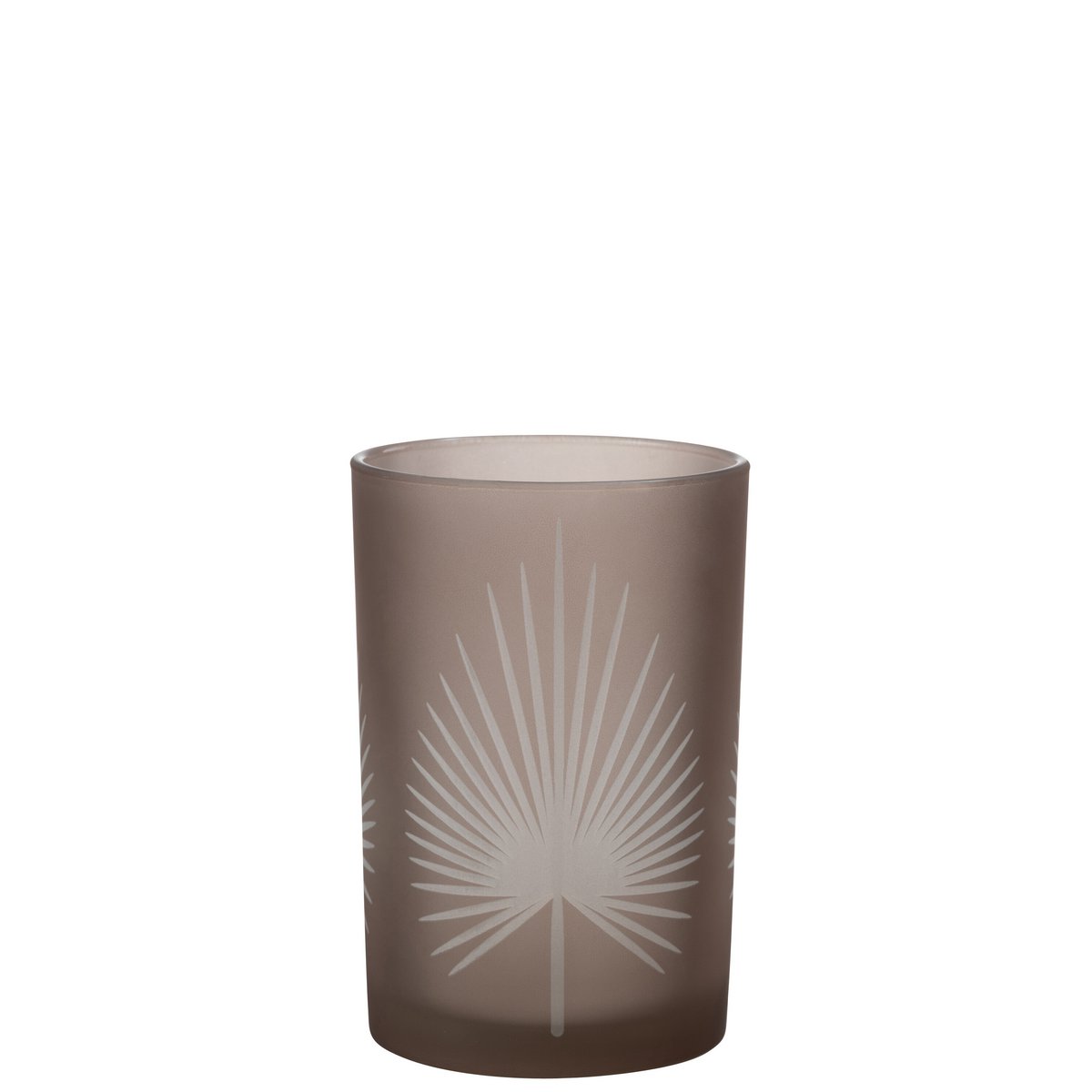 Lanterne J-Line Palmblad en verre beige, vue de face