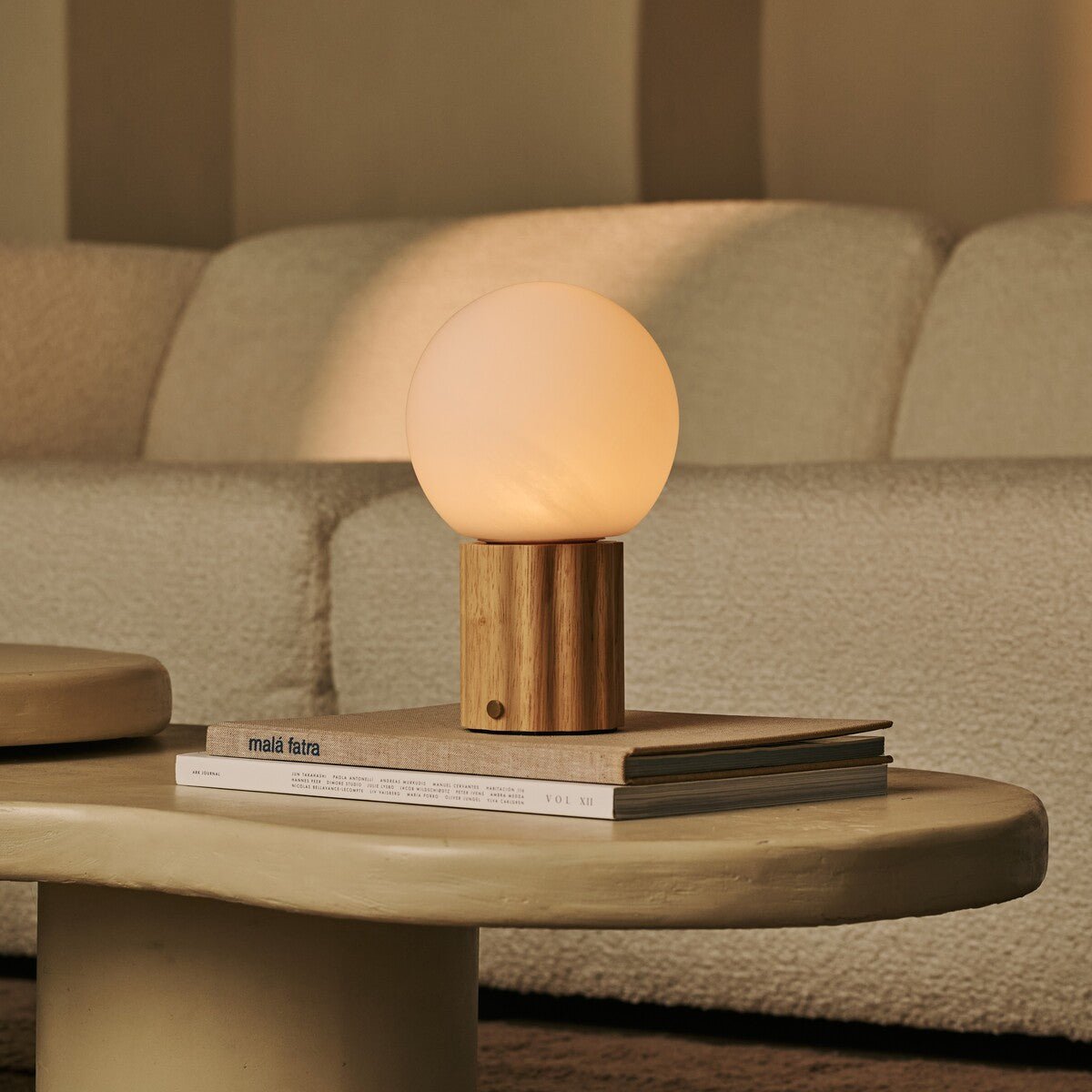 Lampe de table rechargeable Wim marron clair