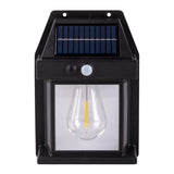 2 Définir la lampe murale solaire "Mira" env. 17 cm de haut, en plastique noir résistant aux intempéries, LED intégrée en blanc chaud, y compris le détecteur de mouvement et le capteur crépusculaire