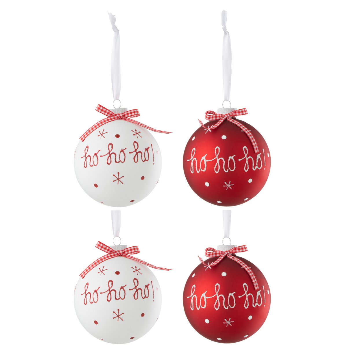 Boule de Noël Hoho J-Line en verre rouge et blanc, grand modèle