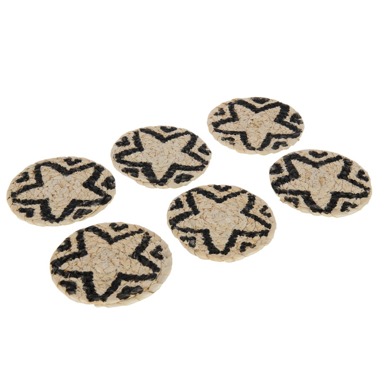 Set de 6 sous-verres J-Line, design étoilé en jute
