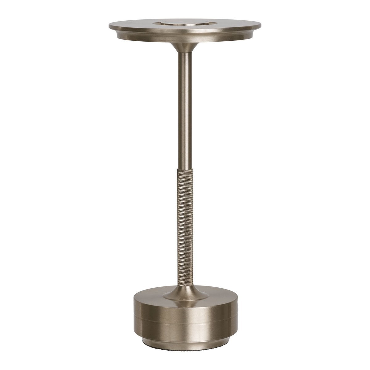 Lampe de table LED Lyneham en aluminium argenté sur une table