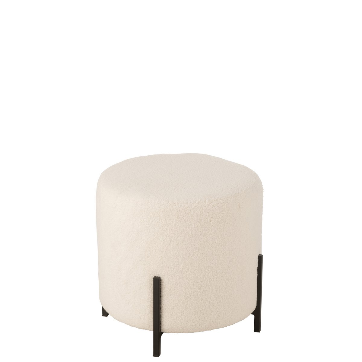 Tabouret Mouton J-Line en tissu blanc, vue de face