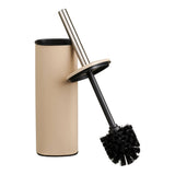 Vue rapprochée de la brosse de toilette Lodi beige et son support