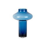 Vase Asombroso en verre bleu, vue de face avec lignes fluides