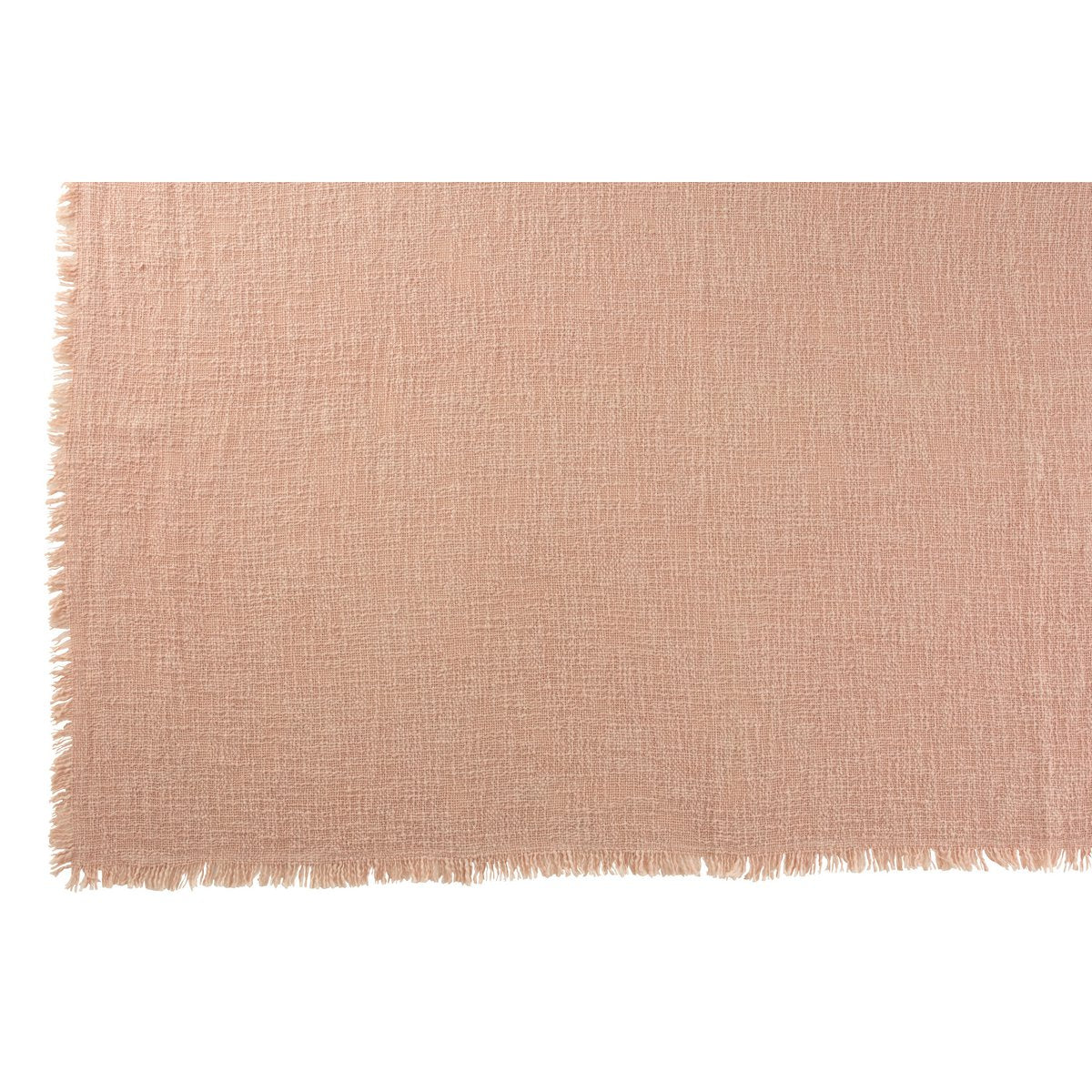 Plaid frangé J-Line en polyester rose clair, vue de face