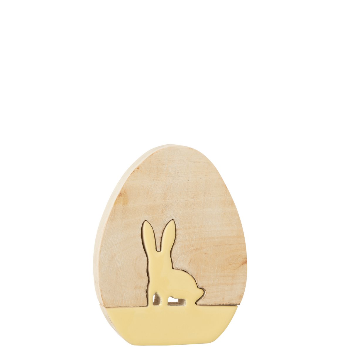 Figurine Lapin en Bois Jaune J-Line en situation sur une table