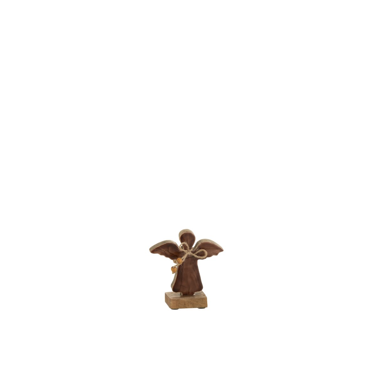 Ange Sur Pied Verni Marron Petit - Élégant décor en bois verni