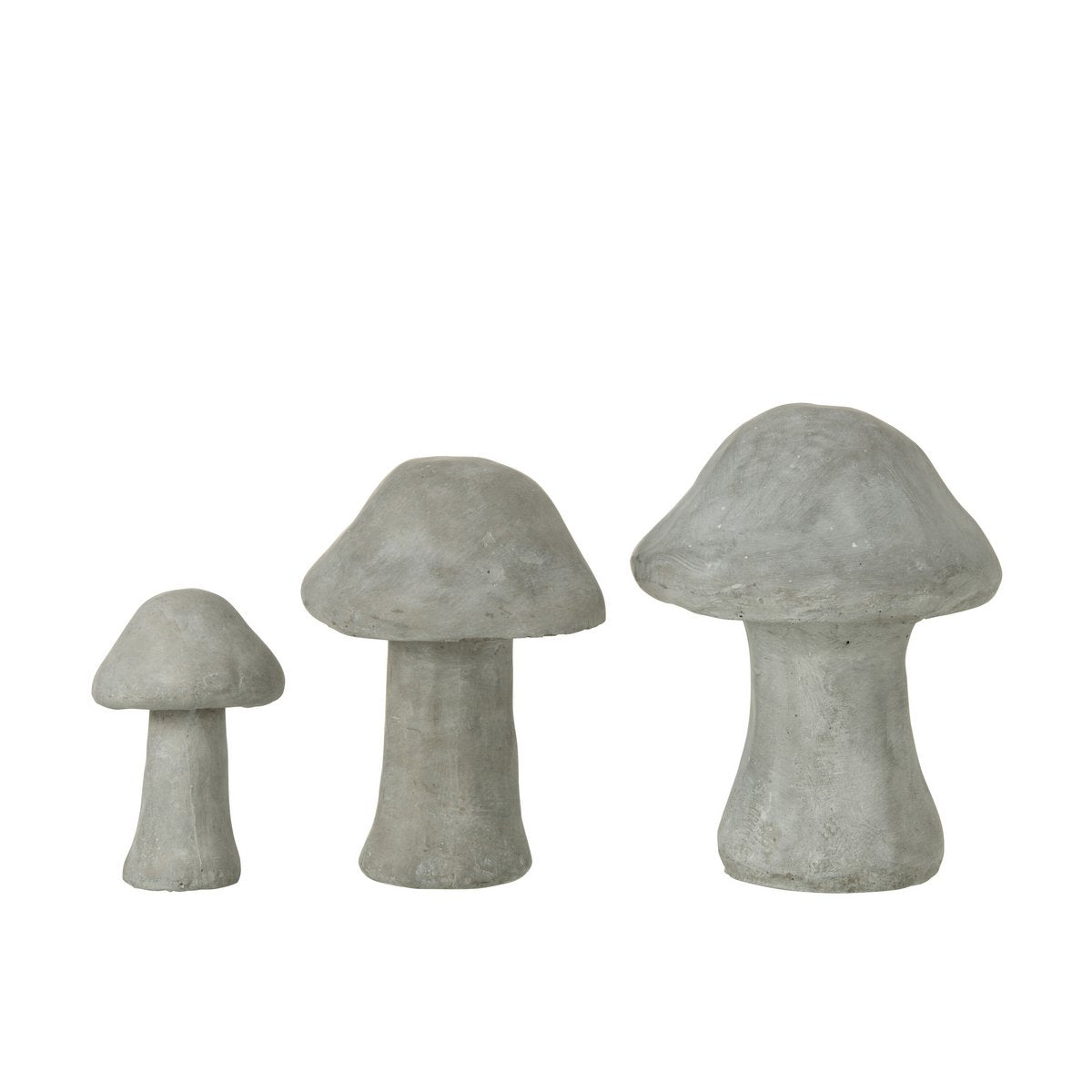 Figurine champignon J-Line en ciment gris, vue de face