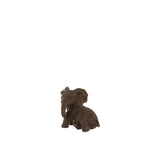 Éléphant en polyresine brun, détails de texture et finition