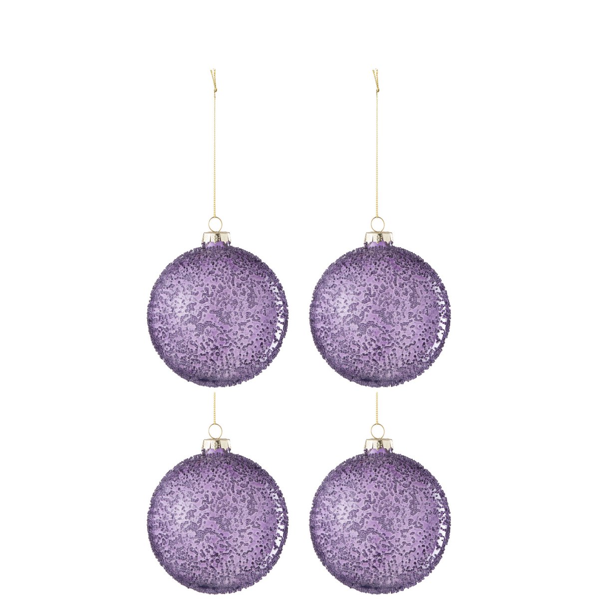 Boule de Noël Perles J-Line en verre violet, élégante et raffinée