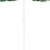 Détail du parasol vert en polyester et mât en acier