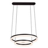 LED CCT Pendant Light "circulo" en métal noir et en plastique de couleur sable, avec LED intégrée et de nombreuses fonctions, Ø 60 cm, 150 cm de haut.