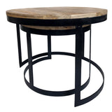 Table basse set de 2 table d'appoint table de salon ronde Austin structure métal argent antique ou noir