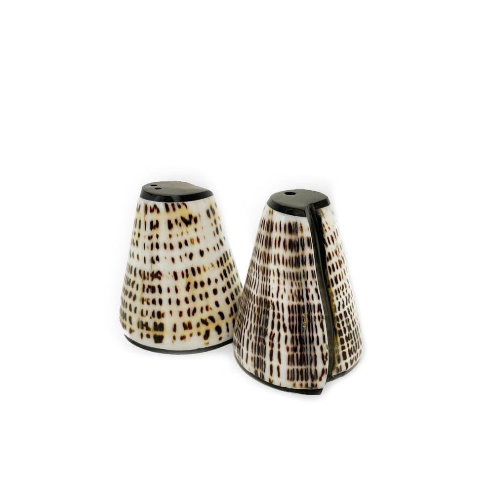 Coque de sel n pepa - ensemble de 2 en coquillage beige avec détails noirs
