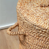 Grand panier à linge avec couvercle Ø54 cm AMAN en Jacinthe d'Eau | Panier de rangement tissé | Panier rond | Grand panier | Panier a linge