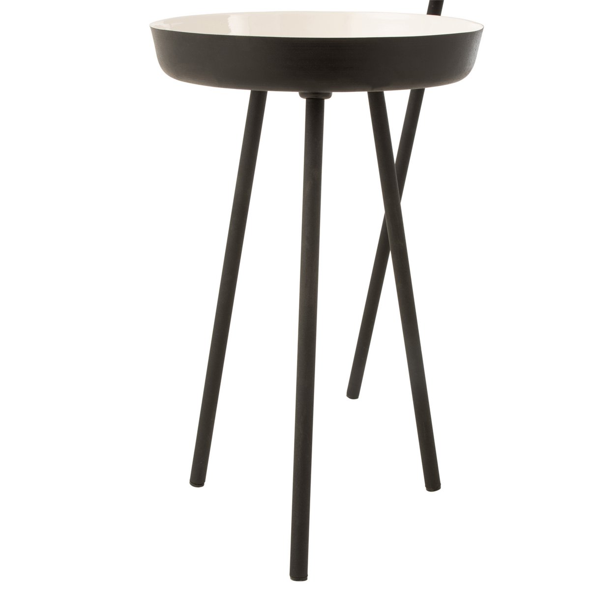 Table d'appoint J-Line noire en métal, détail de la surface
