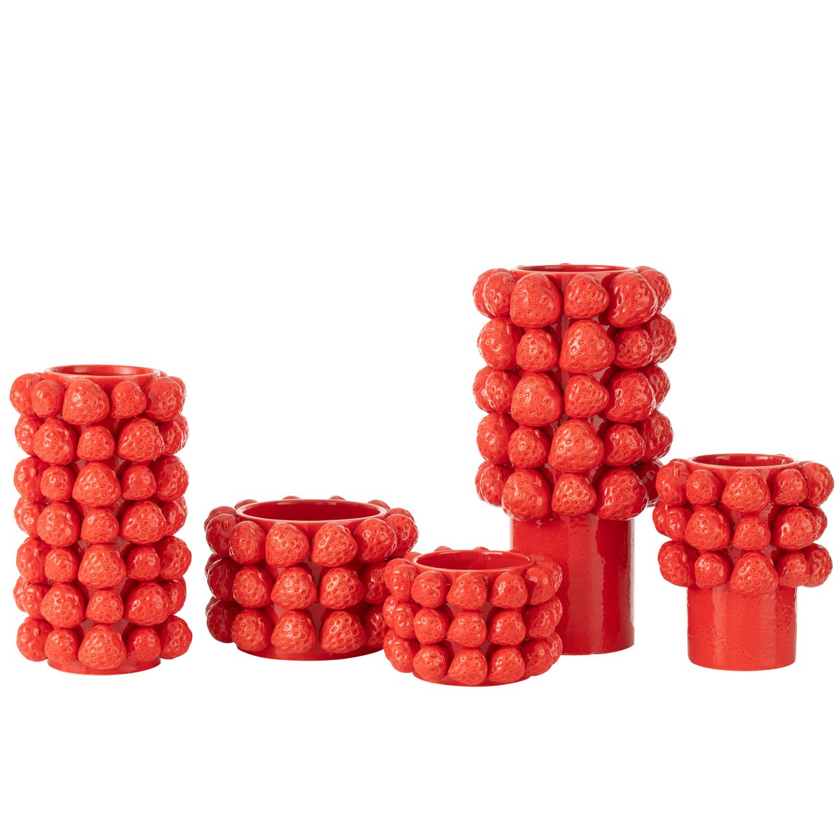 Vase J-Line Fraises en céramique rouge, vue de face