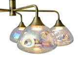 Lampe pendentive LED Varna en laiton avec verre irisé, vue de face