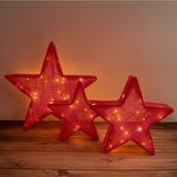 3 Set LED Decoration Stars de Noël Rouge