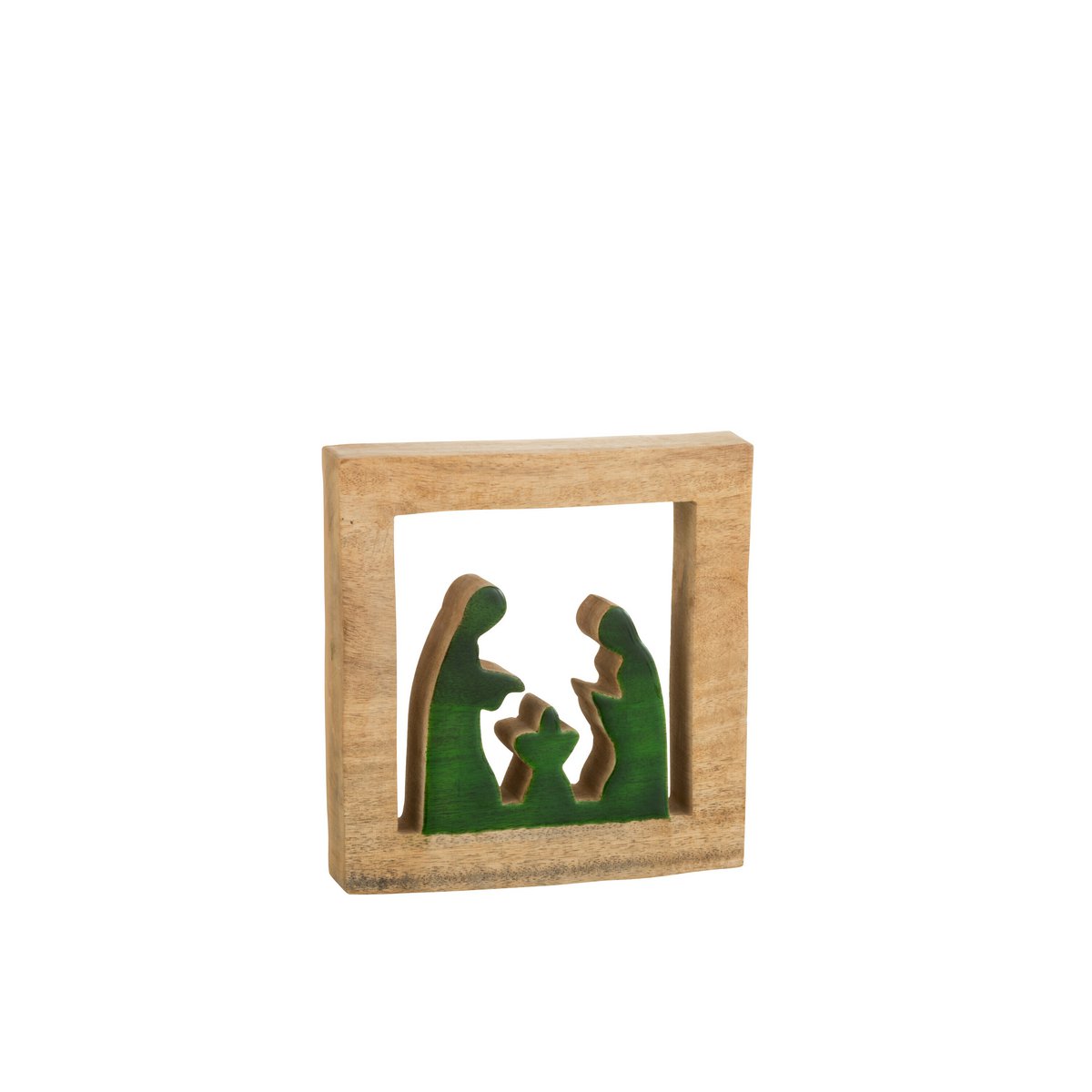 Mangeoire de Noël J-Line en bois vert et naturel, vue de face