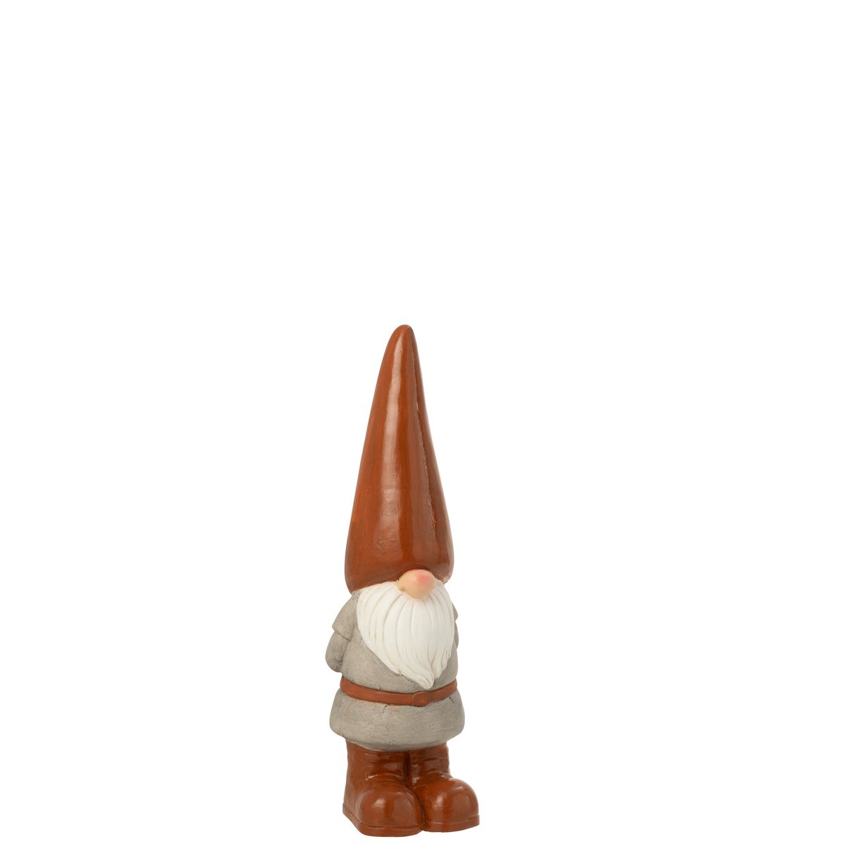 Figurine J-Line Gnome en polyresine, couleur naturelle, vue latérale.