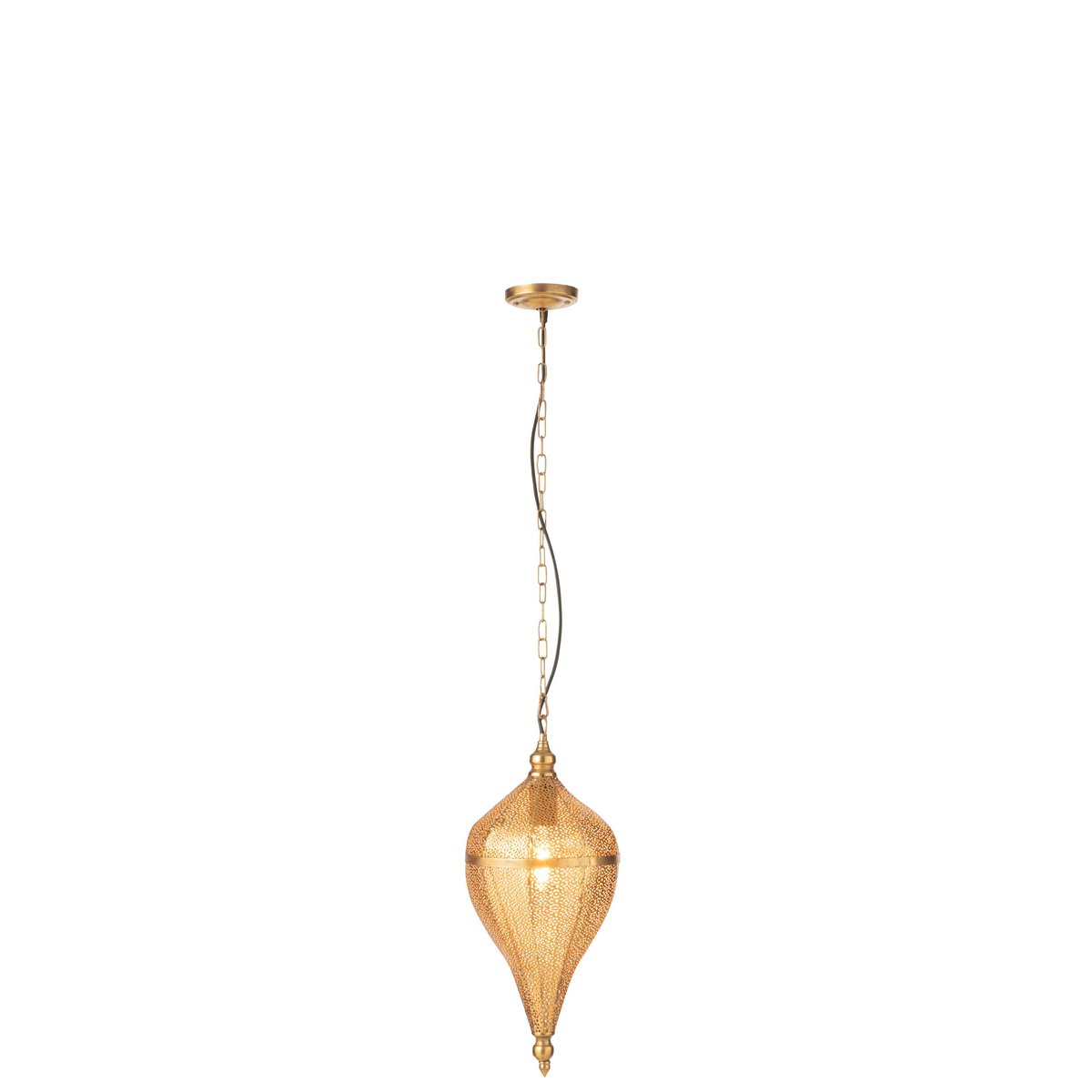 Lampe suspendue J-Line Drop en métal doré, vue de face