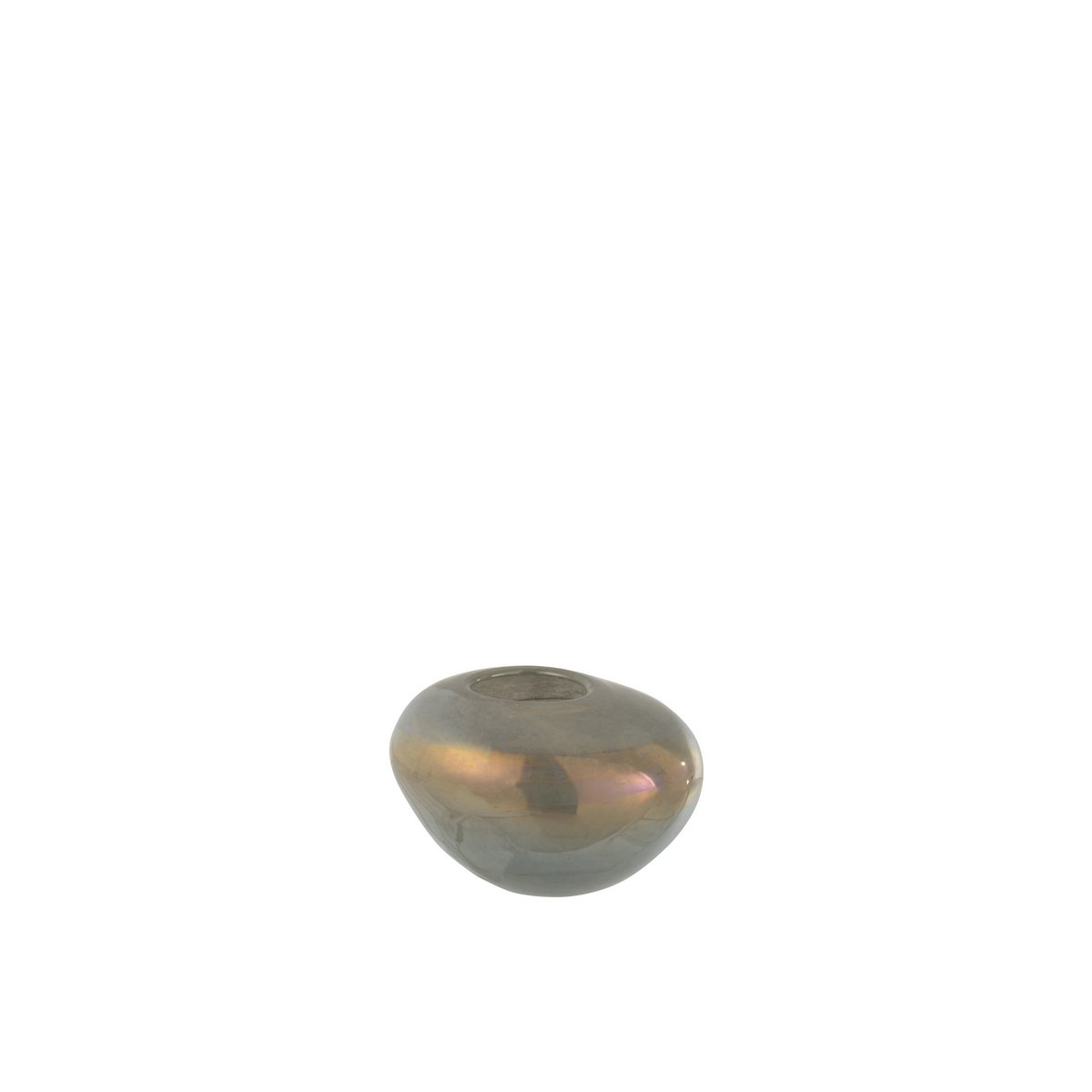 Photophore Leo, détail du verre gris avec bougie allumée